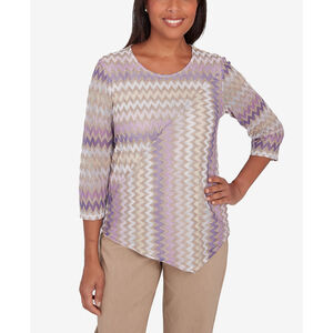 Alfred Dunner Size Small Petite Metallic Chevron Sparkle Embellished Top NWT